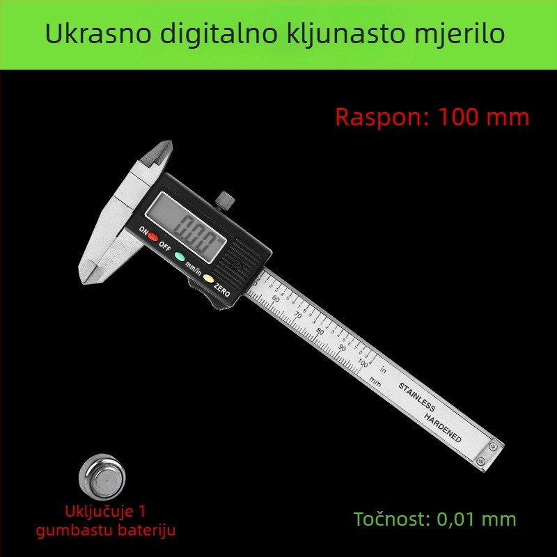 Elektronički digitalni mjerni alat za mjerenje unutarnjeg i vanjskog promjera jade narukvice, s velikim zaslonom