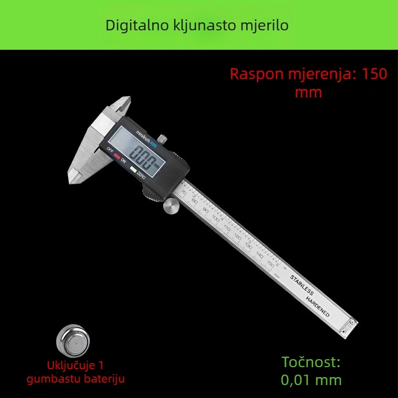 Elektronički digitalni mjerni alat za mjerenje unutarnjeg i vanjskog promjera jade narukvice, s velikim zaslonom