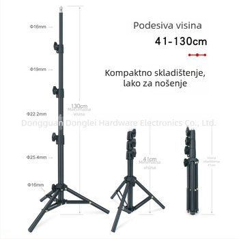 1,3 m matni fotografijski stativ s nosačem za mobitel za selfie i automatskim termometrom, promjer cijevi 25,4 mm