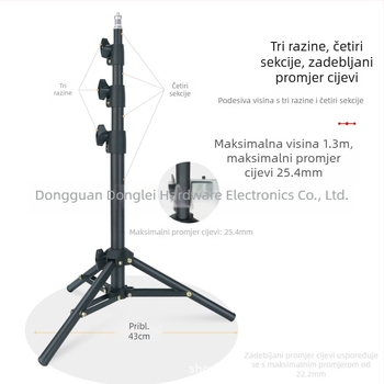 1,3 m matni fotografijski stativ s nosačem za mobitel za selfie i automatskim termometrom, promjer cijevi 25,4 mm