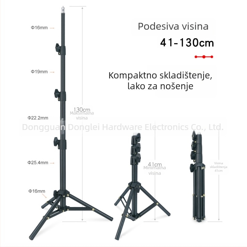 1,3 m matni fotografijski stativ s nosačem za mobitel za selfie i automatskim termometrom, promjer cijevi 25,4 mm