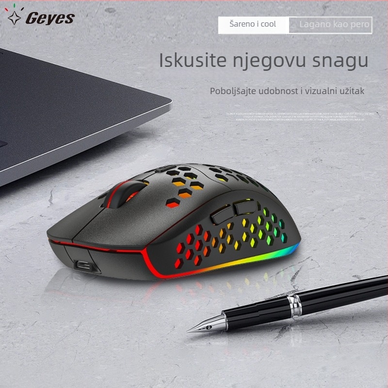 Geyes lagani RGB bežični gaming miš, 2.4G, punjiva, 6 tipki, 2400 DPI