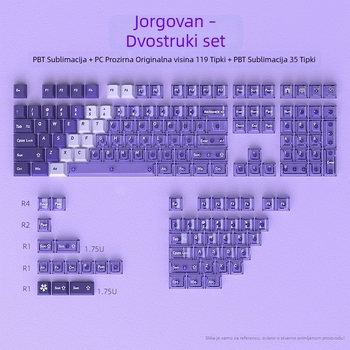 Ljilac set kapica tipkovnice (mali puni set) PC+PBT dvobojne kapice tipkovnice - Izvorna visina 154 tipki