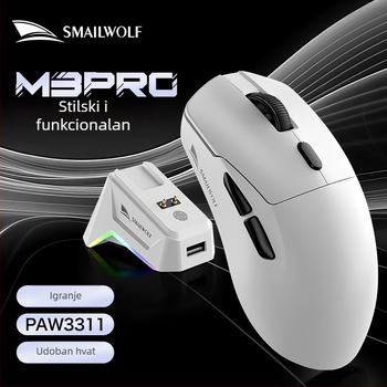 Smail Wolf M3 bežična gamerska miš s tri načina, punjiva docking stanica za stolna računala i prijenosna računala