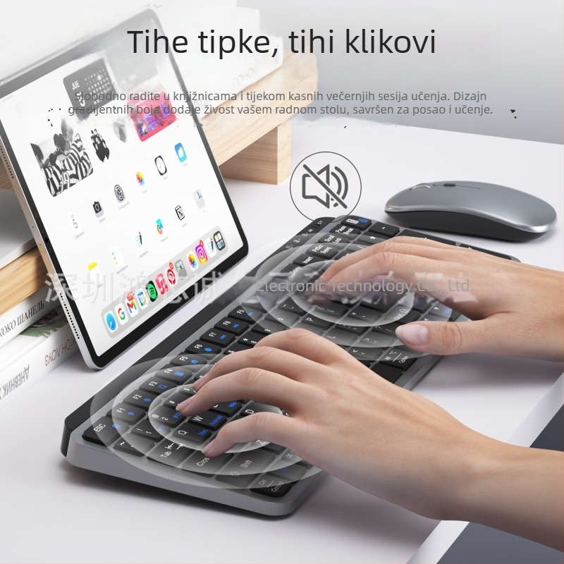 Bežični miš i tipkovnica s tri načina povezivanja i dvostrukom povezanošću, kompatibilni s prijenosnim računalima, stolnim računalima, tabletima i pametnim telefonima