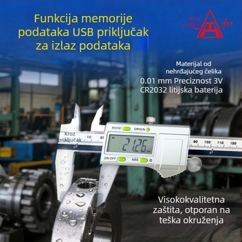 Digitalni šubler s velikim zaslonom, preciznost 0,01 mm
