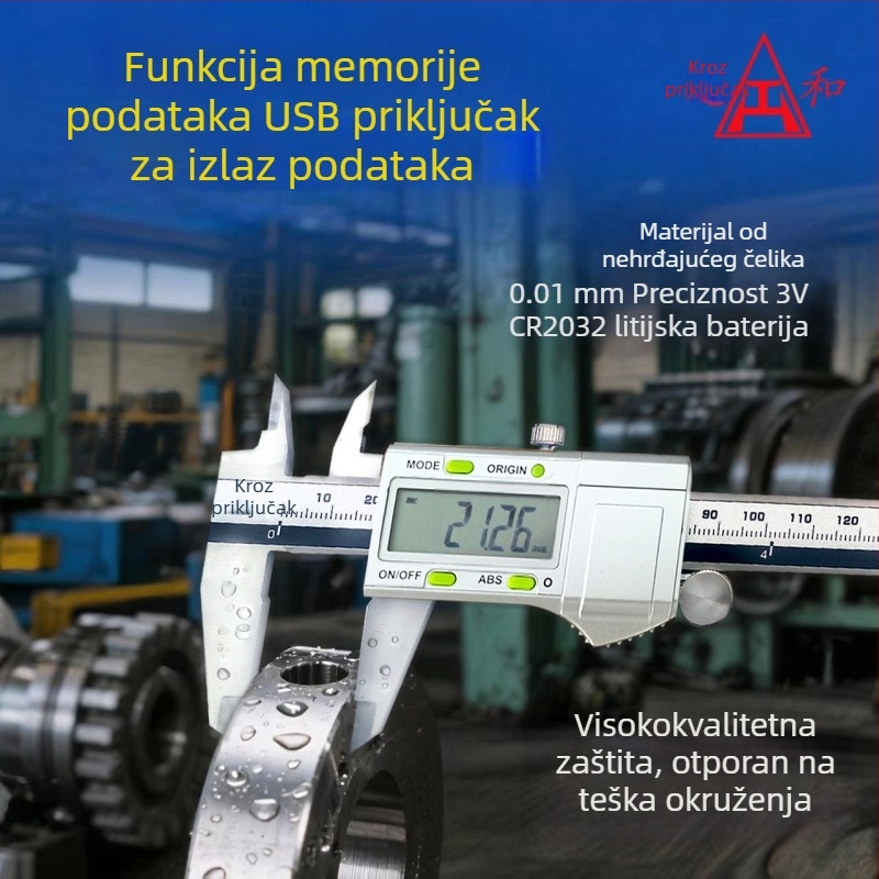 Digitalni šubler s velikim zaslonom, preciznost 0,01 mm