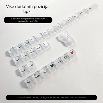 Arapske prozirne kapice tipkovnice za mehaničku tipkovnicu, DIY mali komplet, potpuno prozirne, u kutiji