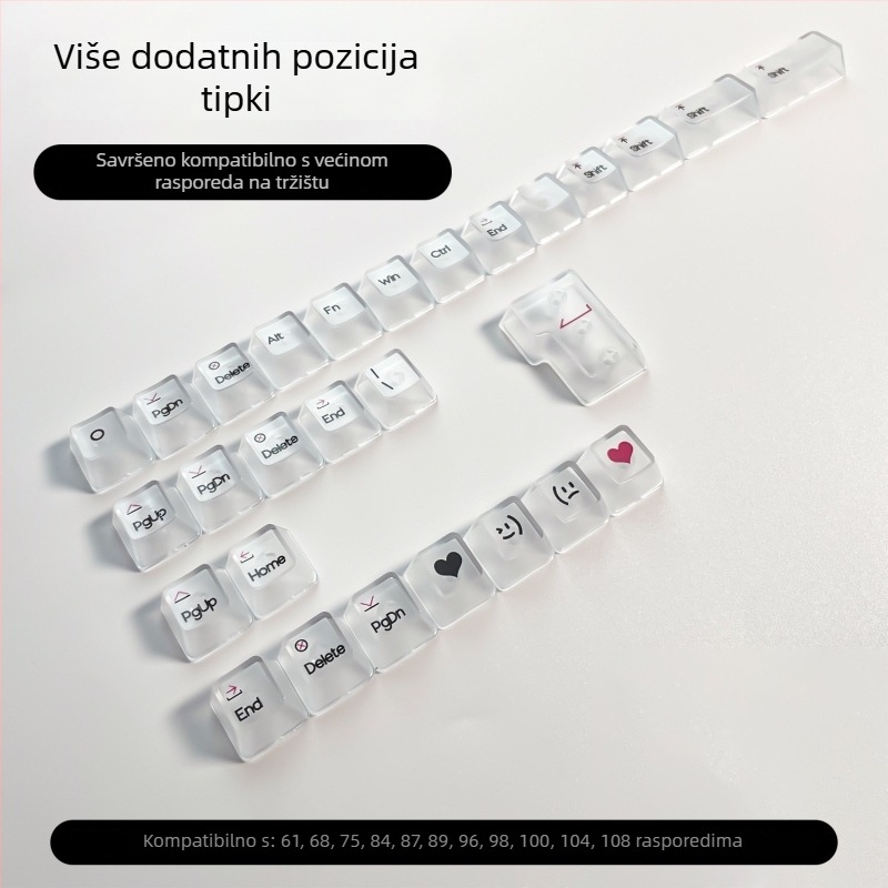 Arapske prozirne kapice tipkovnice za mehaničku tipkovnicu, DIY mali komplet, potpuno prozirne, u kutiji