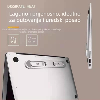 Prijenosni stalak za laptop s hlađenjem, kreativan viseći dizajn, dvostupanjska prilagodba visine, sklopiv i kompaktan.