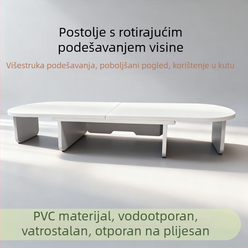 Prilagodljivi nosač monitora s dvije police, kutnom policom i podiznom podrškom zaslona