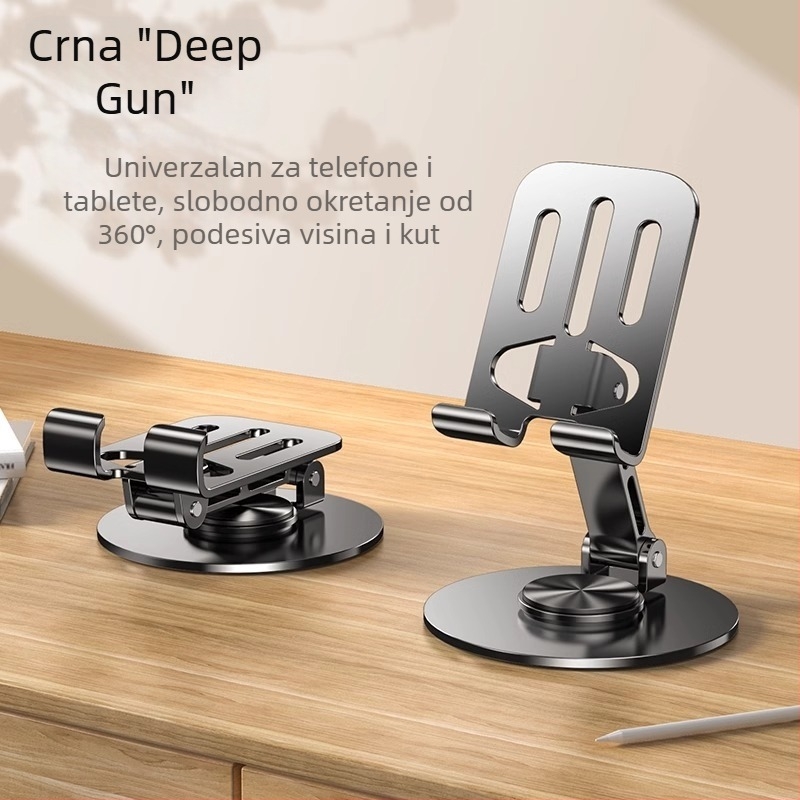 Okretni stolni držač za telefon i tablet – sklopivi, od legiranog materijala, za prijenos uživo