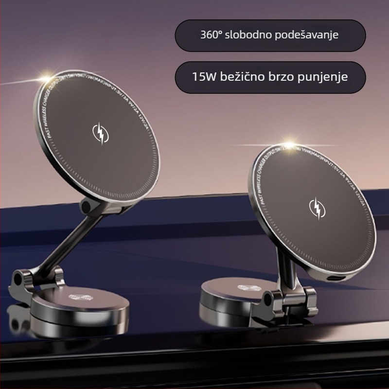 MagSafe magnetski sklopivi bežični punjač od cinkovog legura za automobil, držač za telefon