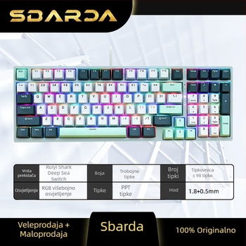 SBARDA Sparta Mehanička tipkovnica za Internet Café s izmjenjivim magnetskim prekidačima, osvijetljena, žičana, teška računalna tipkovnica