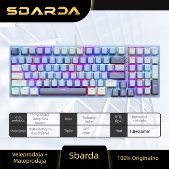 SBARDA Sparta Mehanička tipkovnica za Internet Café s izmjenjivim magnetskim prekidačima, osvijetljena, žičana, teška računalna tipkovnica