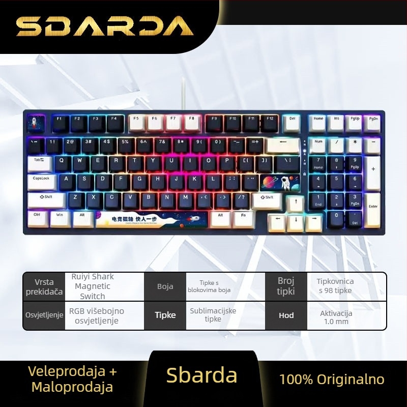 SBARDA Sparta Mehanička tipkovnica za Internet Café s izmjenjivim magnetskim prekidačima, osvijetljena, žičana, teška računalna tipkovnica
