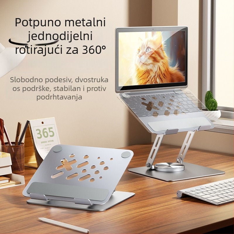 MAGICS Q21 Potpuno metalna 360° rotirajuća držač za tablet i laptop s hlađenjem, prijenosni stolni držač