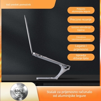 Držač za laptop od aluminijske legure za podizanje na radnom stolu