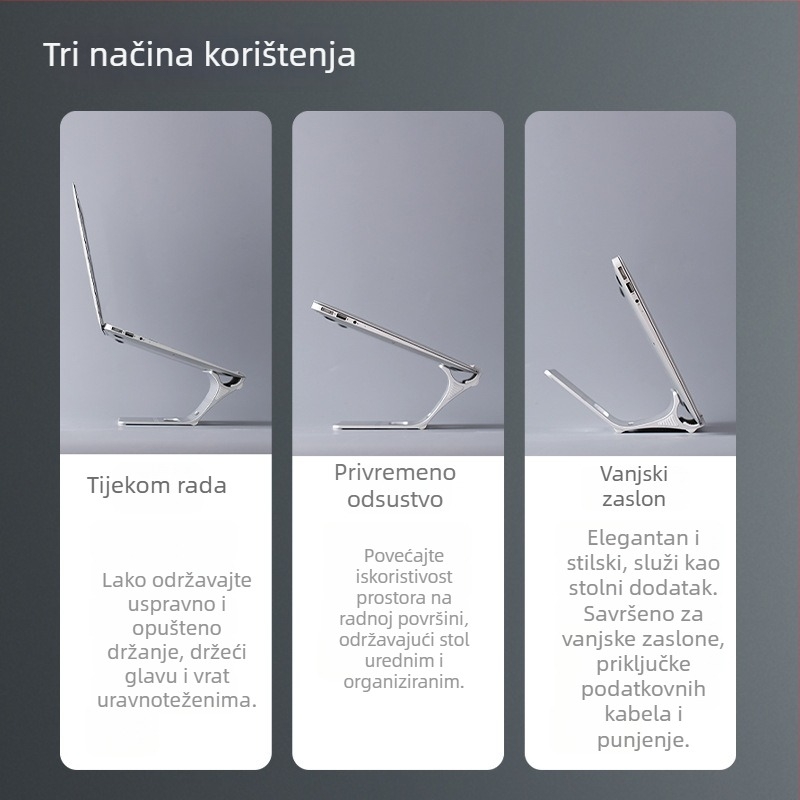 Držač za laptop od aluminijske legure za podizanje na radnom stolu