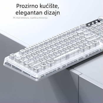 Bežična Bluetooth tipkovnica s RGB pozadinskim osvjetljenjem, tri načina napajanja, 88–98 tipki, sferične prozirne boje tipki za igranje, ured i tablet