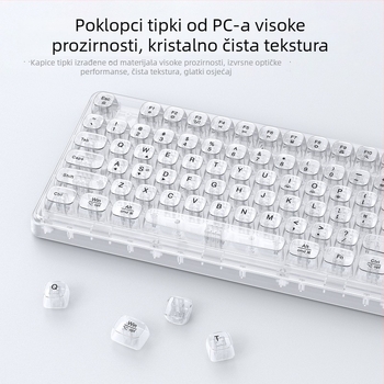 Bežična Bluetooth tipkovnica s RGB pozadinskim osvjetljenjem, tri načina napajanja, 88–98 tipki, sferične prozirne boje tipki za igranje, ured i tablet