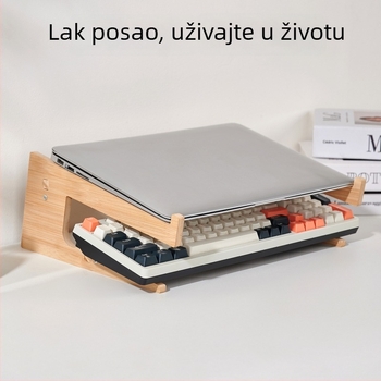 Drveni stalak za laptop s podesivom visinom, vertikalnim hlađenjem, podignutim stolnim spremištem za pohranu i podrškom za vrat