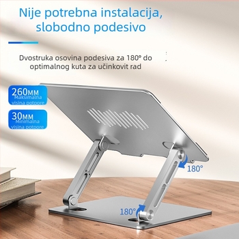 Nova debela metalna držač za prijenosno računalo, prilagodljiv na dvije osi, sklopiva radna ploča
