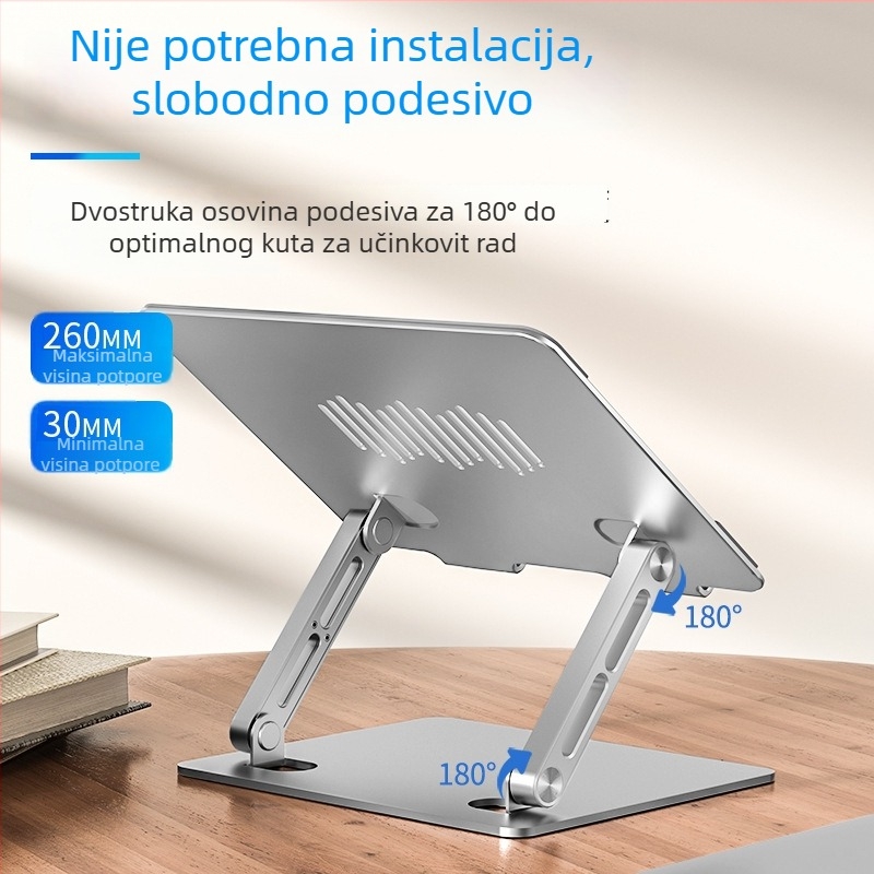 Nova debela metalna držač za prijenosno računalo, prilagodljiv na dvije osi, sklopiva radna ploča