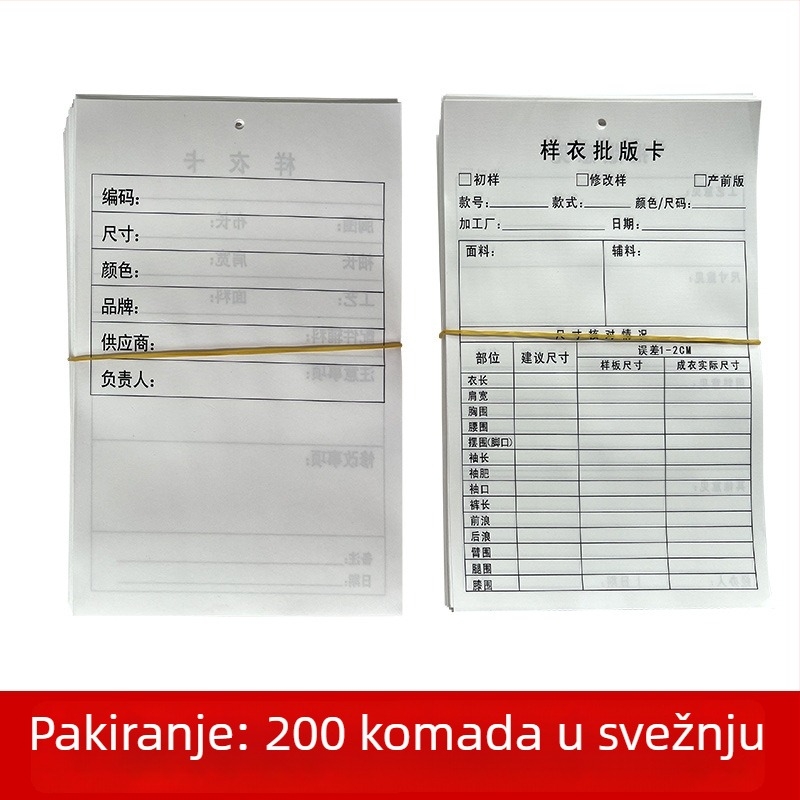 Perforirane etikete za probe odjeće, otporne na kidanje, perive, etikete za vješanje, dostupne za narudžbu