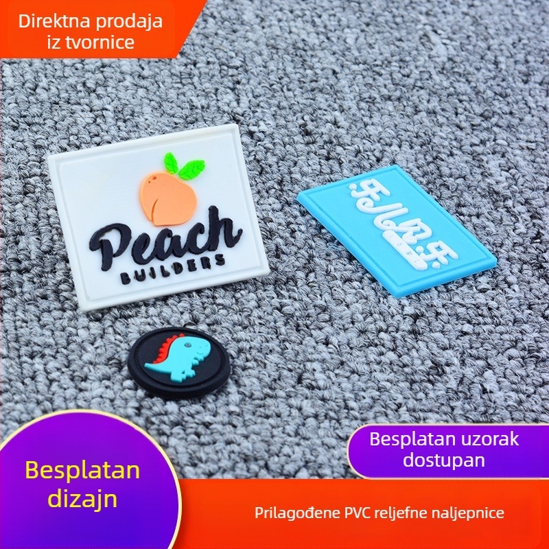 PVC meke gumene oznake; silikonske oznake za torbe, odjeću, cipele i šešire; prilagođene plastične oznake; gumene oznake