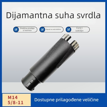 Blue Bay dijamantni bušač za granit, s zaštitnim rukohvatom, suho bušenje, M14–5/8-11 sinterirani valoviti zubi