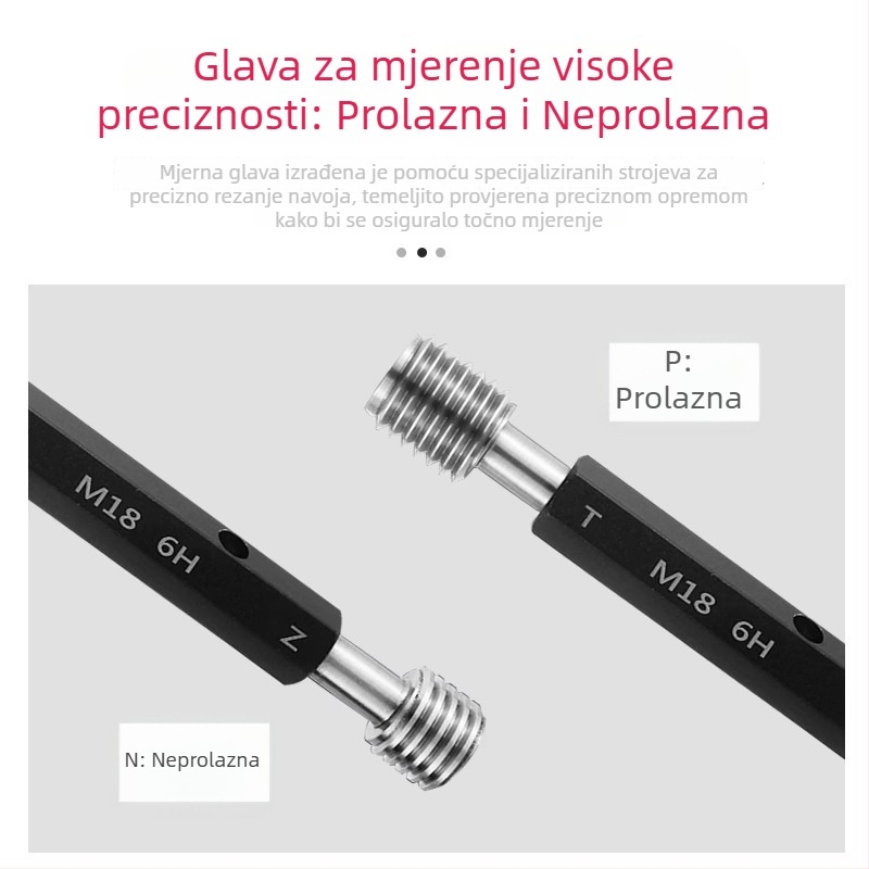 Visoko kvalitetni 6H metrički navojni plug gauge, mjerenje unutarnjeg promjera i otvora, visoka preciznost unutarnjeg navoja, prstenasti mjerni kalibar M12345
