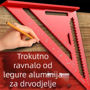 Aluminijsko trokutasto pravilo za stolariju, visoko precizan mjerni alat za 90 stupnjeva, prilagodljiv