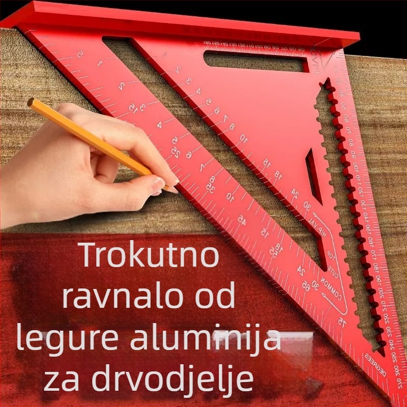 Aluminijsko trokutasto pravilo za stolariju, visoko precizan mjerni alat za 90 stupnjeva, prilagodljiv
