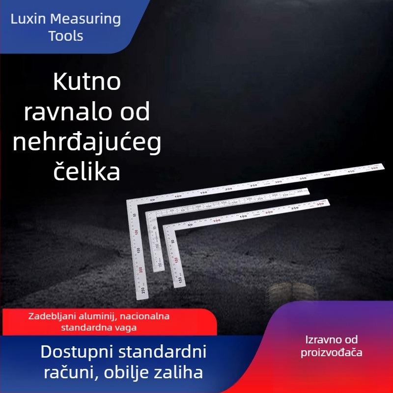 Nehrđajući čelični kut mjerni alat za drvne radove, 90° kut, L-oblik čelična mjernica