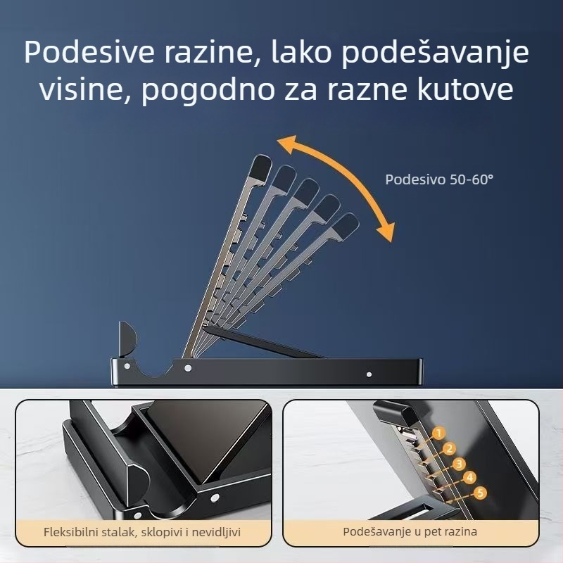 Putni prijenosni stalak za telefon i tablet na stolu, prilagodljiv, sklopiv, protuklizni, za prijenos uživo