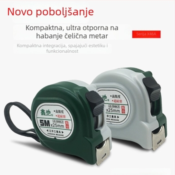 Xindi 46A serija čelične mjernog traka, 5 m visoke preciznosti, uz 3 m čeličnu pravokutnicu i 7,6 m kutijsku mjernicu za stolariju