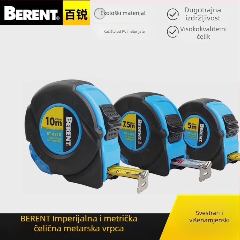 Bairui visoko precizna čelična mjerna traka, 3m/5m/7.5m/10m, metri i inči, u kutiji