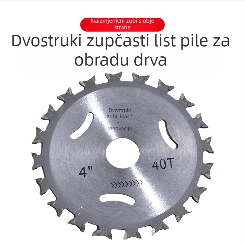 Karbidna kružna pila s dvostrukim zubom za kutnu brusilicu, promjera 4 inča