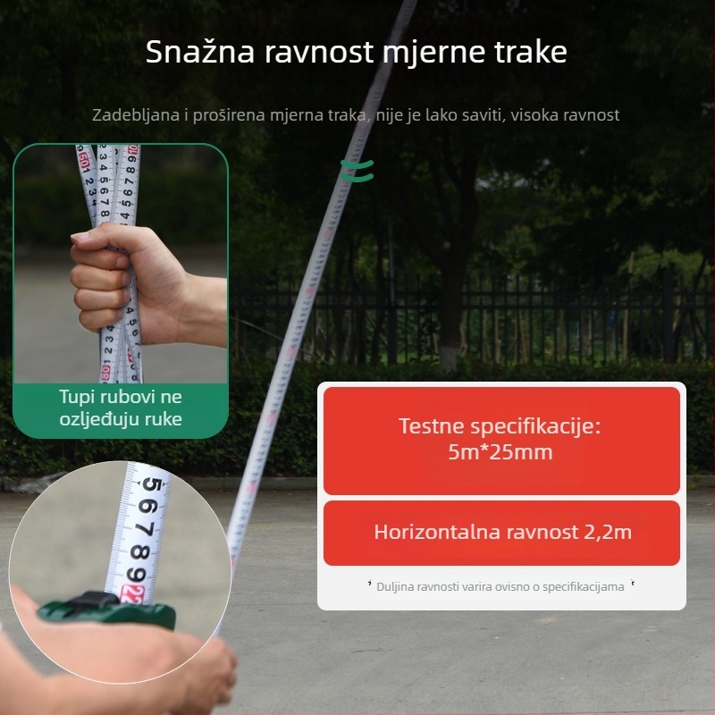 Shida mjerna traka, 5 m, visoka preciznost, otporna čelična traka, debelo čvrsto kućište, duljine 2 m, 3 m, 5 m, 7,5 m i 10 m