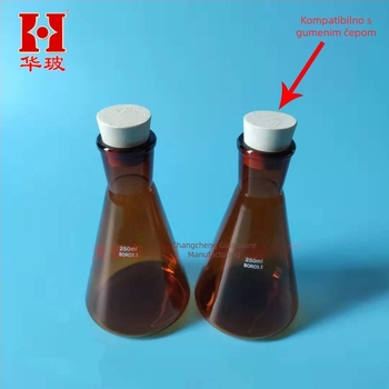 Smeđa trokutasta Erlenmeyer boca od borosilikatnog stakla, 100 ml / 150 ml / 250 ml, otporna na visoke temperature