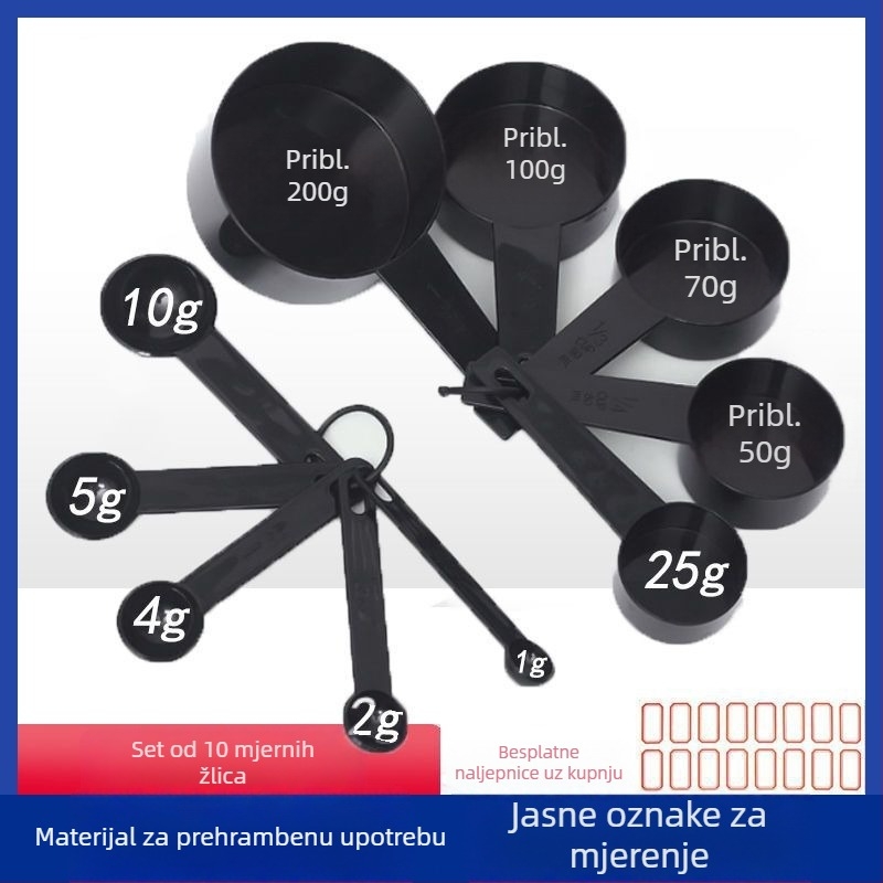 Plastične kuhinjske mjere i žlice, male mjernice za sol