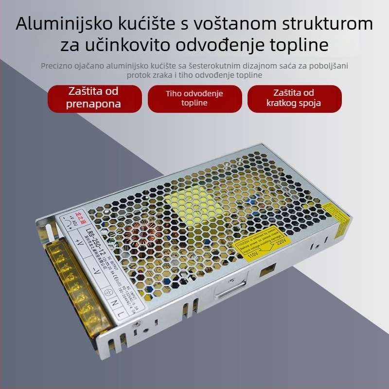 LRS serija napajanja s prekidačem, 12V/24V, visoka snaga, izlaz 60–550W