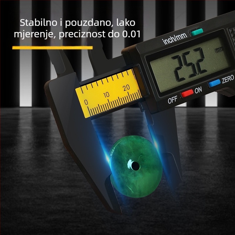 Digitalni kaliper visoke preciznosti s LCD zaslonom, kompaktno plastično kućište, za mjerenje jade nakita