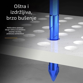 Izuzetno tvrto bušno svrdlo s pomičnom glavom, produženo za suho bušenje i proširivanje rupa u keramičkim i staklenim pločicama te betonu