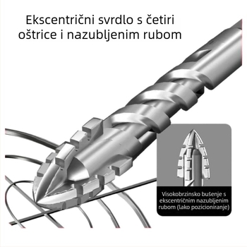 Novo svrdlo od volframove legure s četiri zuba, ekscentrični vrh, za pločice, beton i nehrđajući čelik