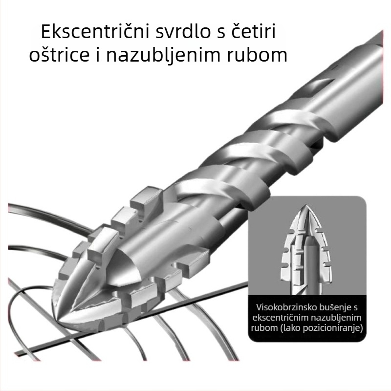 Novo svrdlo od volframove legure s četiri zuba, ekscentrični vrh, za pločice, beton i nehrđajući čelik