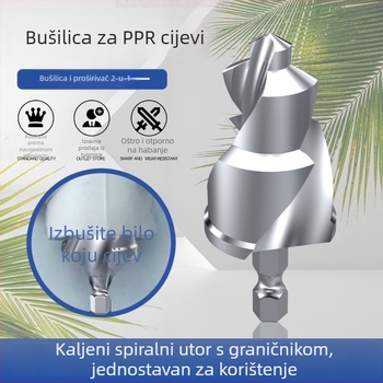 PPR bušilica s tri oštrice i spiralnim žljebom za popravak i proširenje cijevi, za cijevi 1/2\", 3/4\" i 1\"