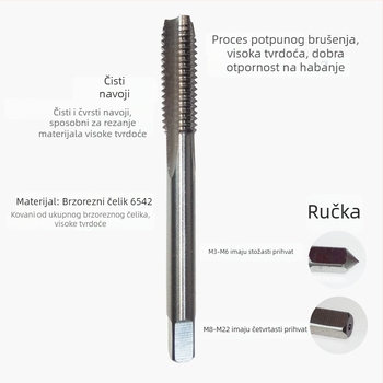 Bailey 6542 Visoko tvrdi potpuno brusen alat za navojno rezanje, M3–M24