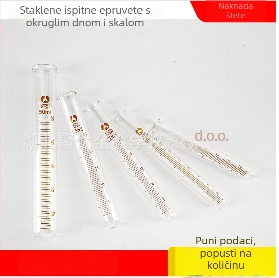 Staklene graduirane epruvete s kapicom i epruvete za centrifugiranje s kapicom, zapremine 5 ml, 10 ml, 25 ml